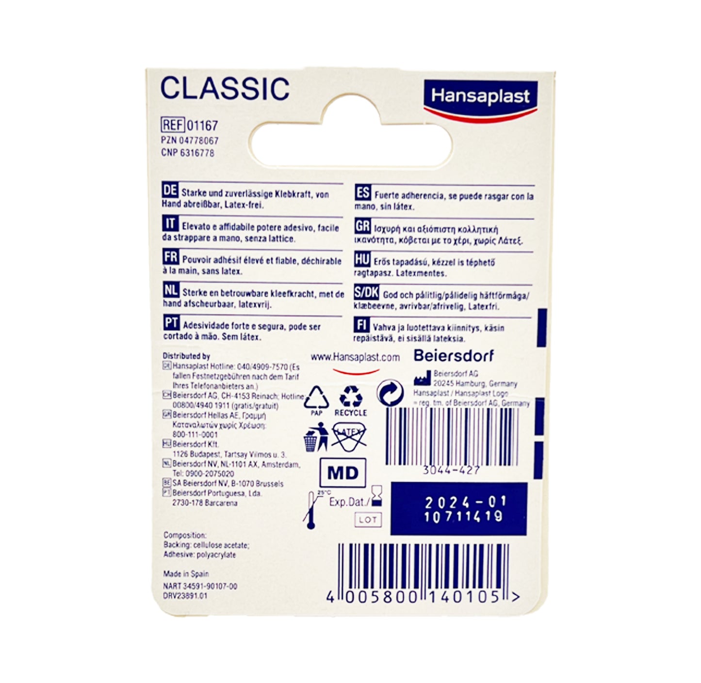 Hansaplast Fixierpflaster sensitiv 5 m x 1,25 cm