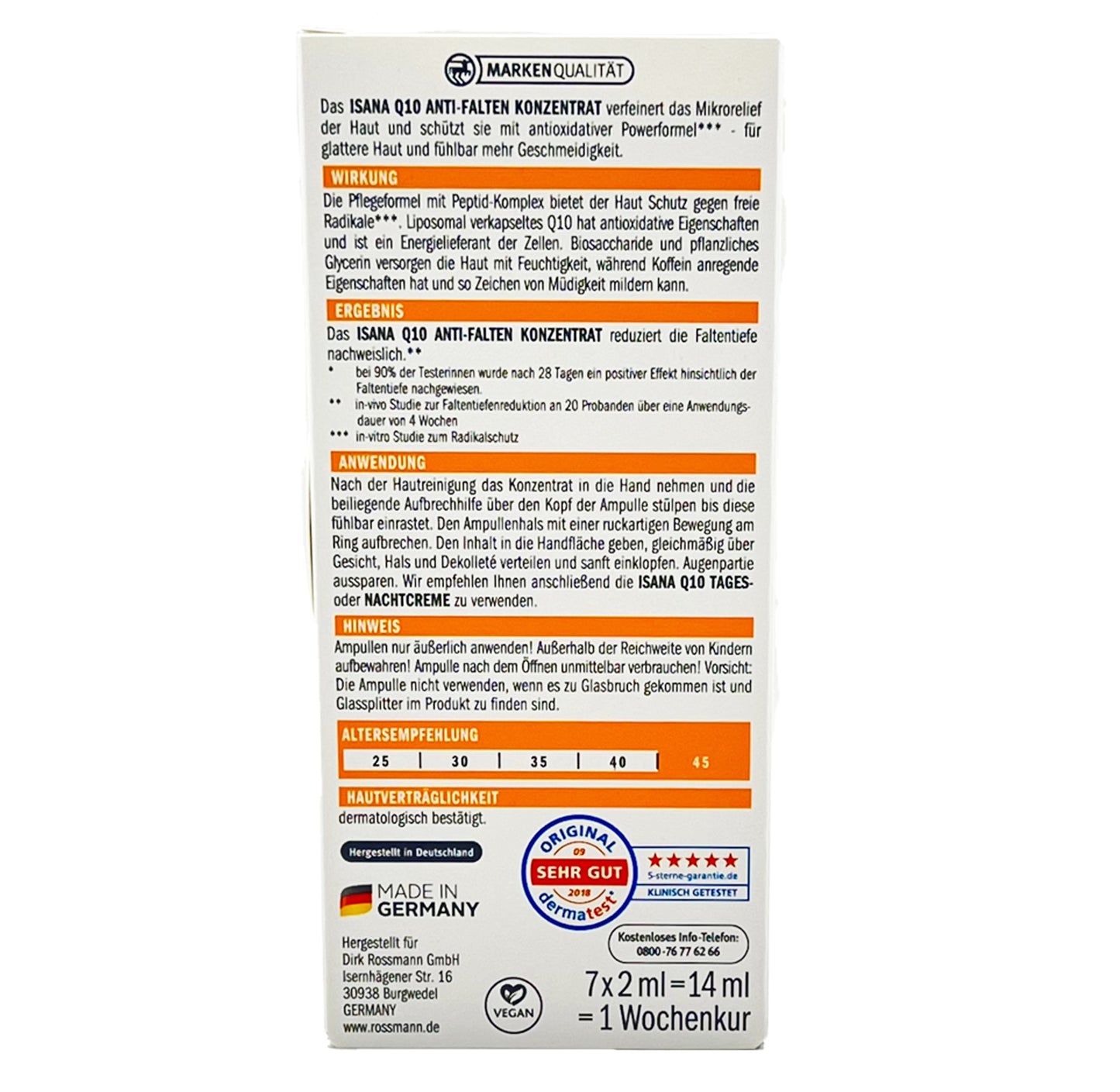 Isana Q10 Anti-Falten Konzentrat (7x2 ml)