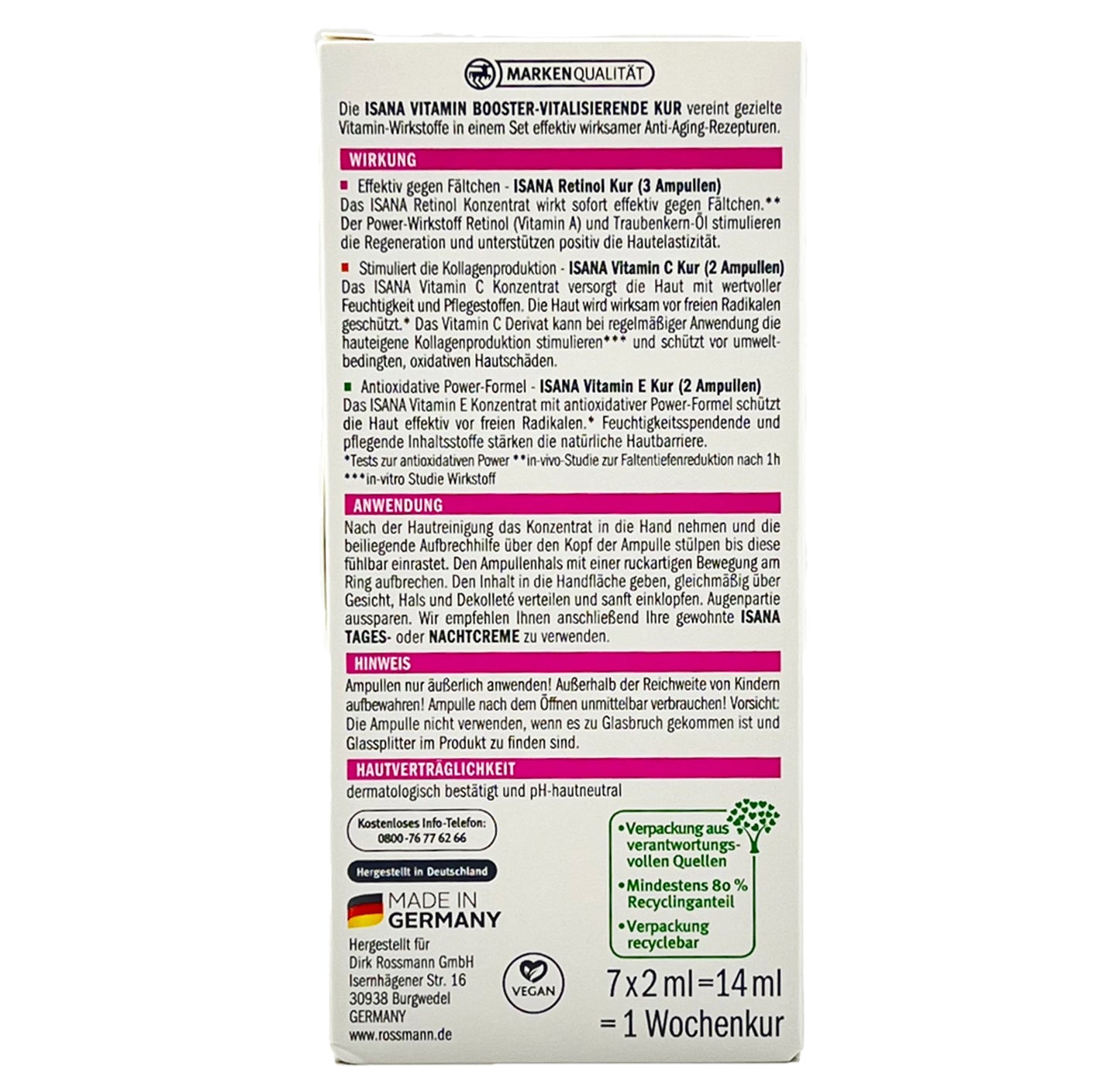 Isana Vitamin Booster-Set - vitalisierende Vitamin-Kur (7x2 ml)