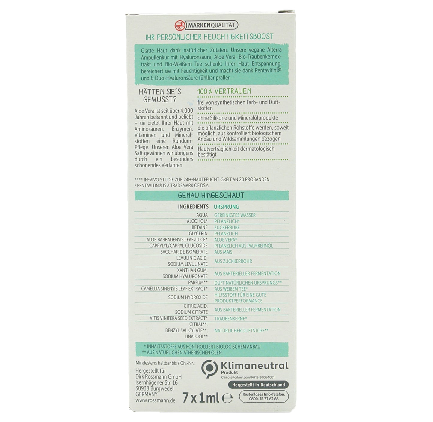 Alterra NATURKOSMETIK Hyaluron Ampullenkur Konzentrat (7x1 ml)