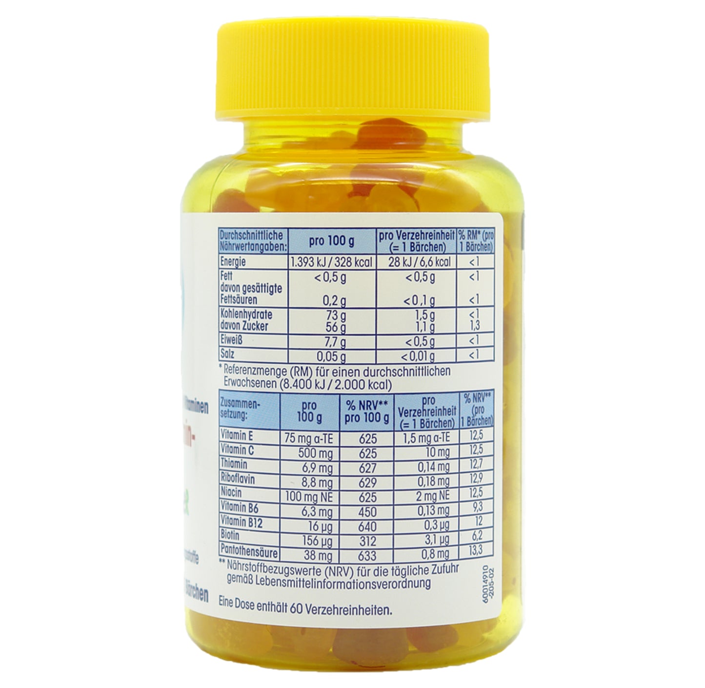 Mivolis Multivitamin-Bärchen für Kinder, Fruchtgummis 2er Pack (2 x 60 Stk.)