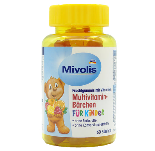 Mivolis Multivitamin-Bärchen für Kinder, Fruchtgummis 2er Pack (2 x 60 Stk.)