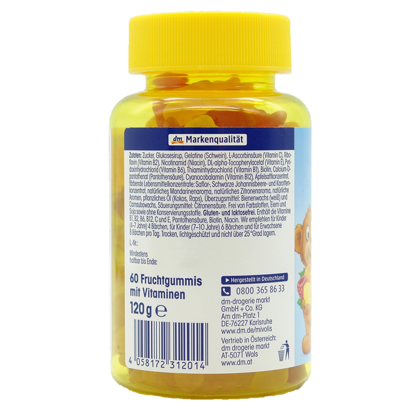 Mivolis Multivitamin-Bärchen für Kinder, Fruchtgummis 2er Pack (2 x 60 ...